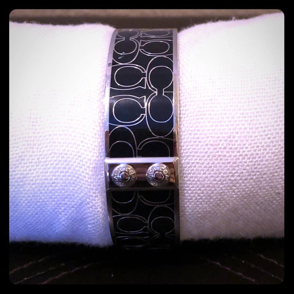 COACH black & silver bangle bracelet